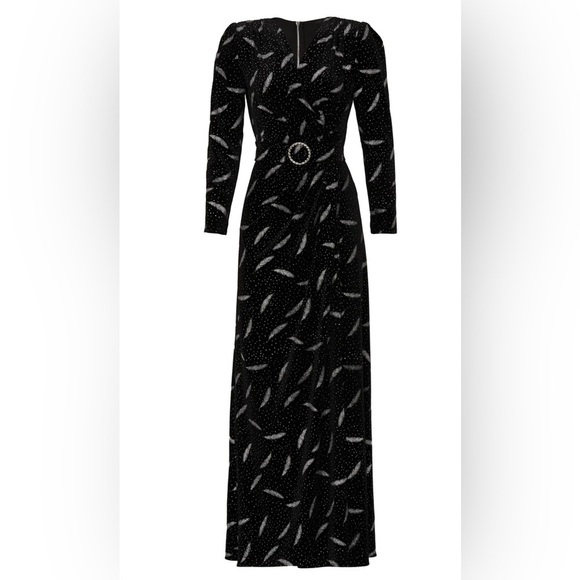 Carina Velvet Gown - Elegant Black and White Patterned Dress - Picture 2 of 14